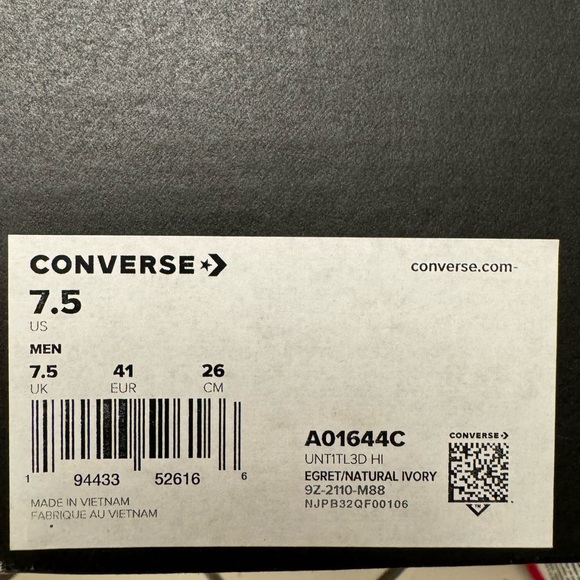 Converse UNT1TL3D High in Egret Natural Ivory - Picture 7 of 7